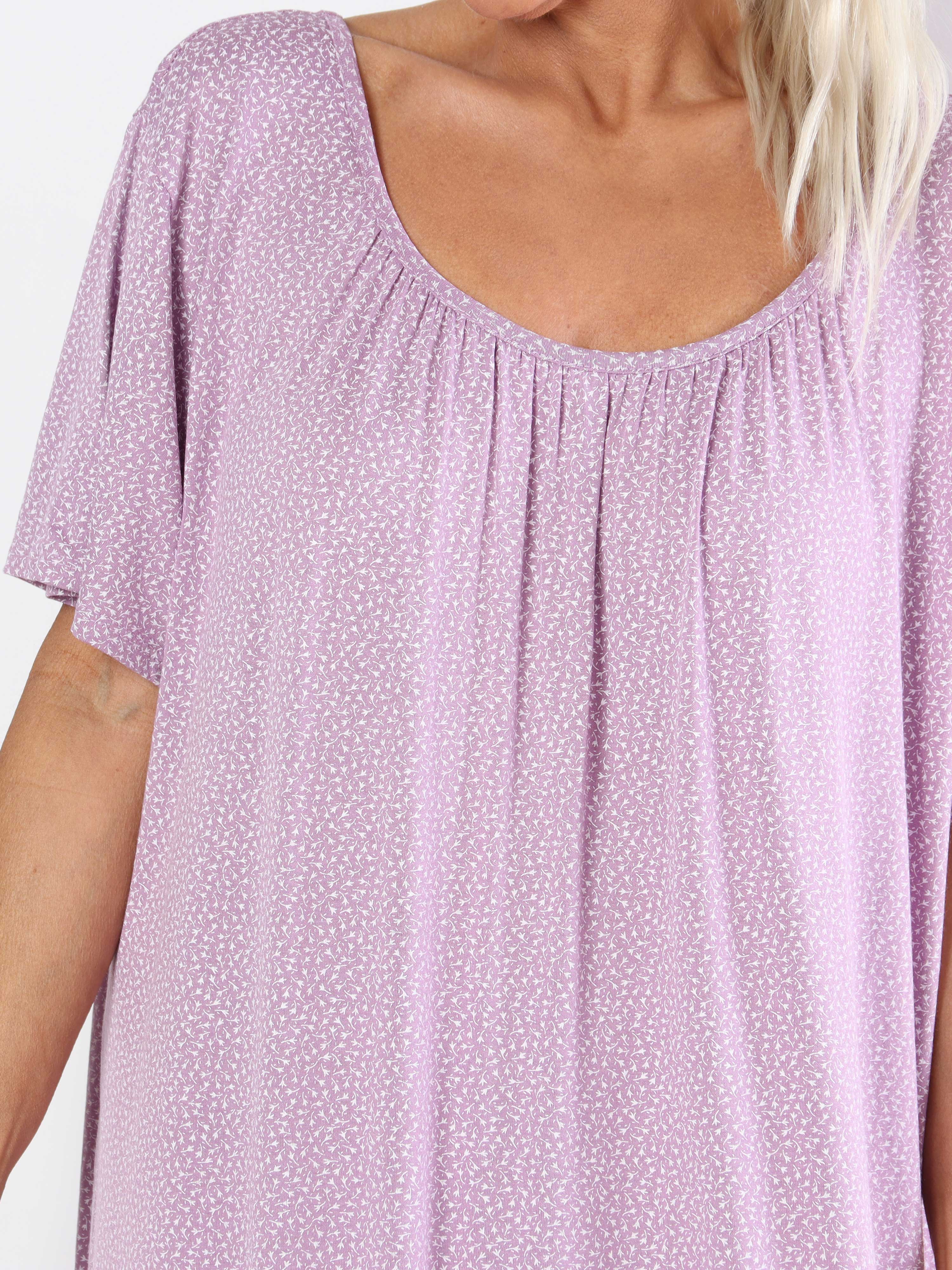 Miracle Flower Dress - Plus size kjole i viskose med elastik forneden